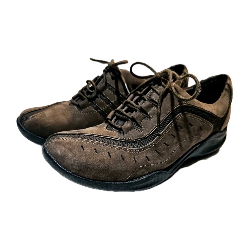 Clarks Wave Dark Brown Lace Up Suede Walking Shoes Womens 7.5